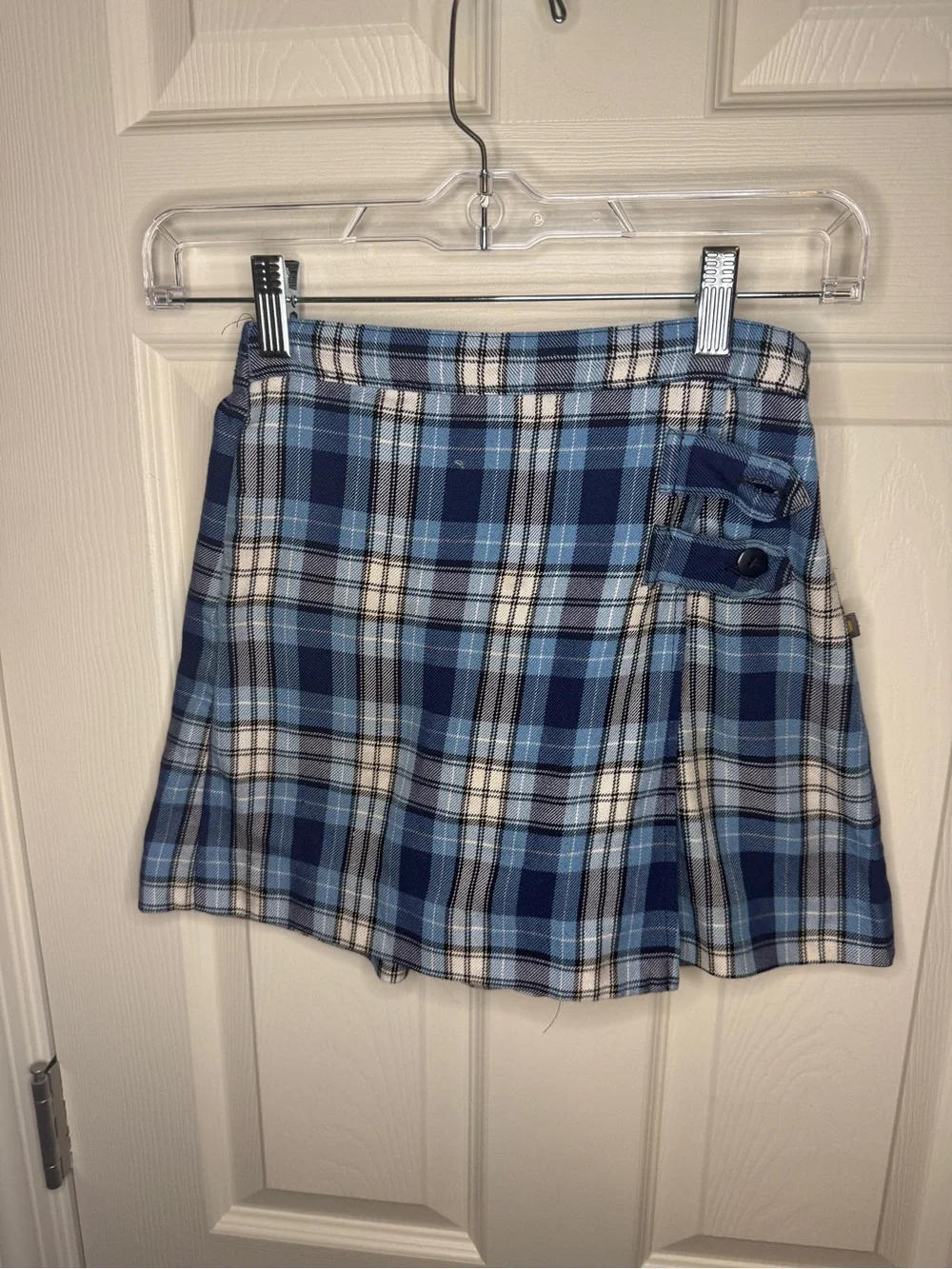 Girls Blue Plaid Skort Size G6 Skirt Shorts Preppy School Uniform Style